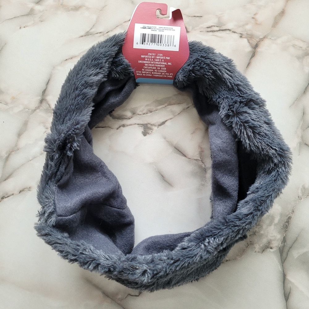 JUNCTURE Faux‎ Fur Grey Muffler Circle Infinity Scarf NWT - Picture 2 of 10